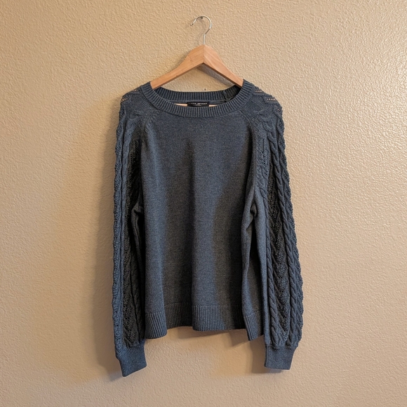 Lane Bryant Charcoal Gray Cable Knit Long Sleeve Sweater - Picture 1 of 8